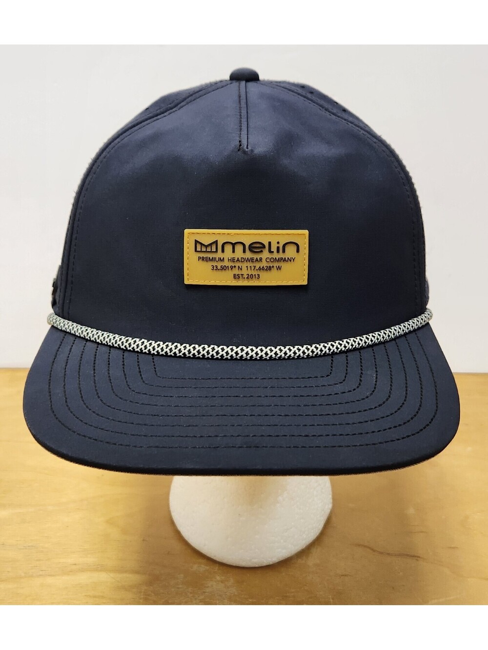 Melin Coronado Anchored Hydro Performance Snapback Hat Navy Blue Rope Cap